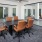 a room with a table and chairs